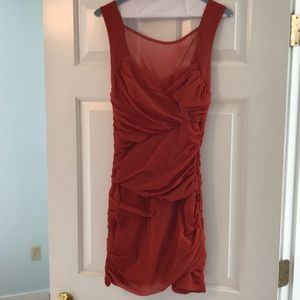 Burnt orange Bardot dress